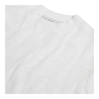 Ivory - Back - Ted Baker Womens-Ladies Cotton Linen Short-Sleeved T-Shirt