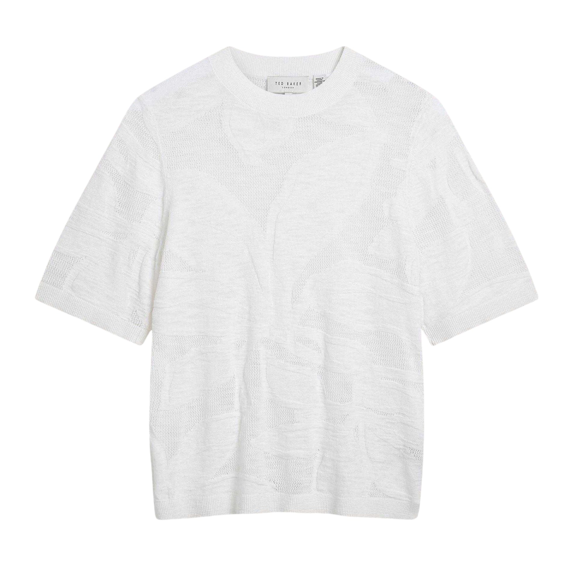 Ivory - Front - Ted Baker Womens-Ladies Cotton Linen Short-Sleeved T-Shirt