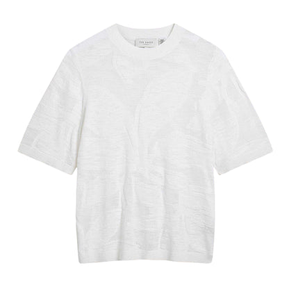 Ivory - Front - Ted Baker Womens-Ladies Cotton Linen Short-Sleeved T-Shirt