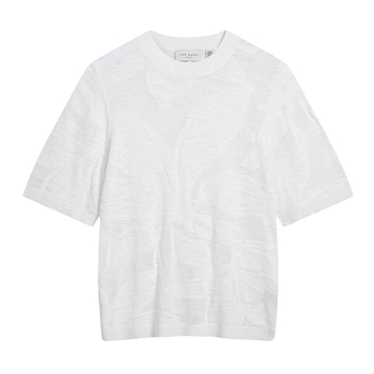 Ivory - Front - Ted Baker Womens-Ladies Cotton Linen Short-Sleeved T-Shirt