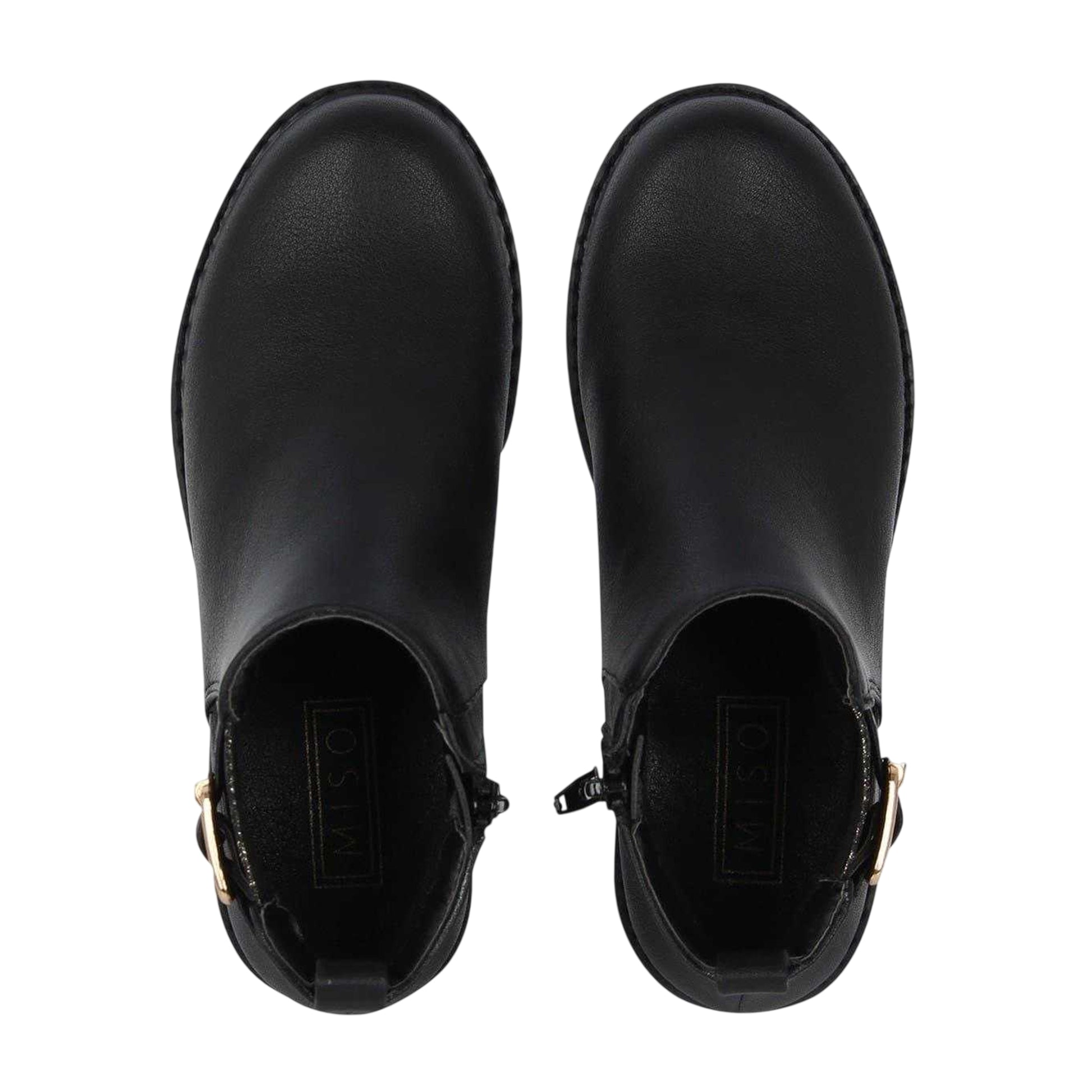 Black - Pack Shot - Miso Girls Cojito Buckle Detail Boots