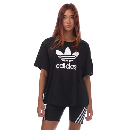 Black - Front - Adidas Womens-Ladies Trefoil Plus Short-Sleeved T-Shirt