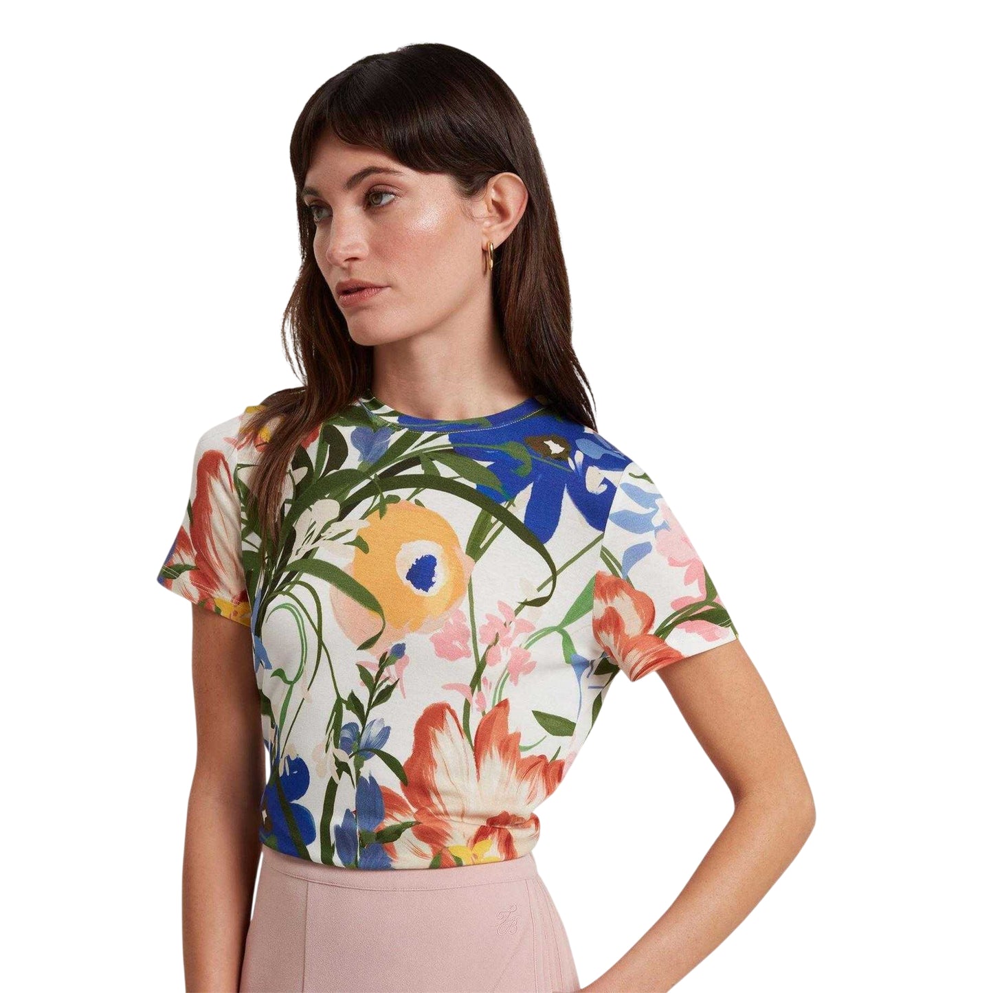 White - Side - Ted Baker Womens-Ladies Cotton T-Shirt
