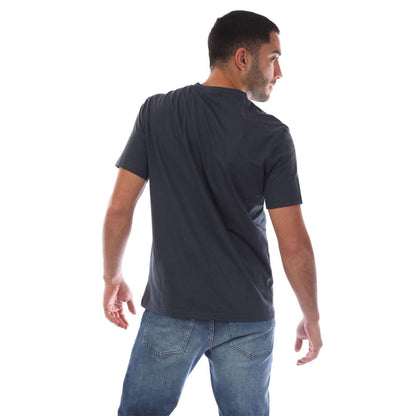 Navy - Back - Boss Mens Logo Printed Cotton Regular T-Shirt