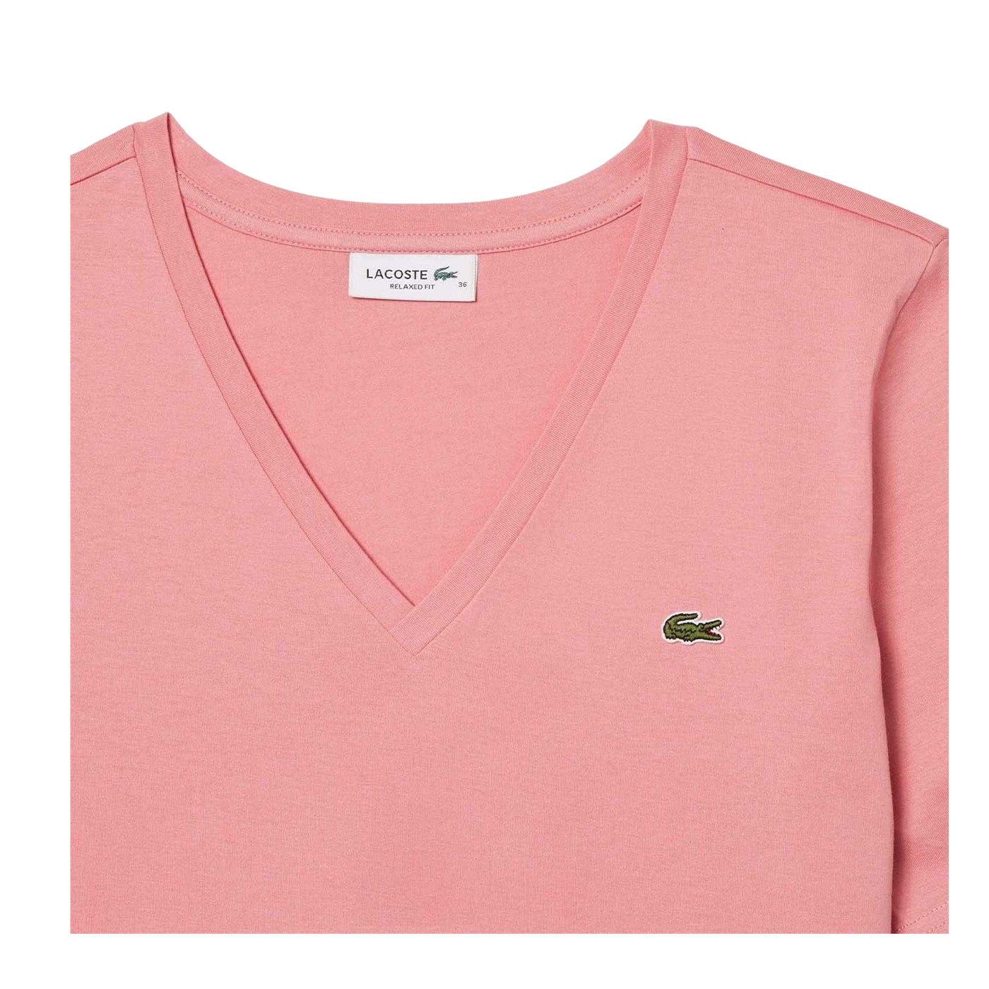 Pink - Back - Lacoste Womens-Ladies Embroidered Logo Cotton Jersey T-Shirt