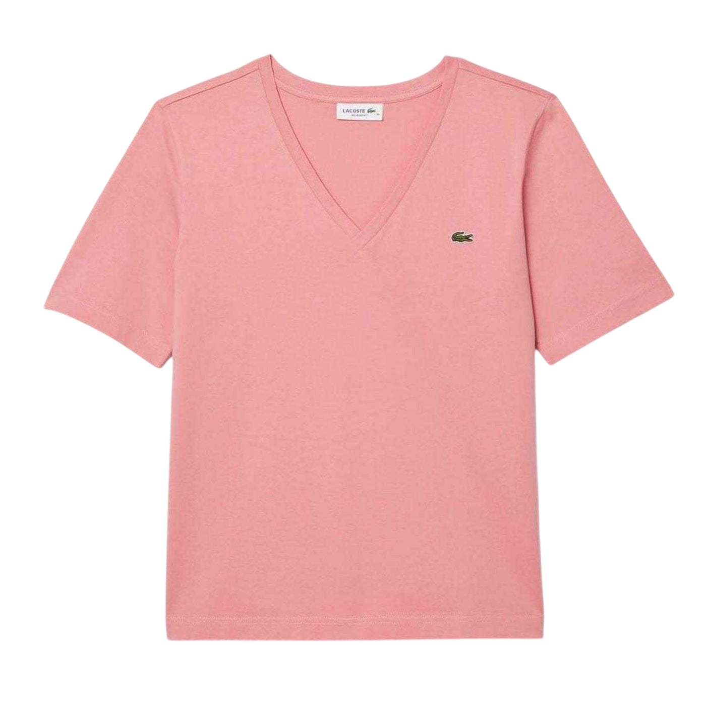 Pink - Front - Lacoste Womens-Ladies Embroidered Logo Cotton Jersey T-Shirt