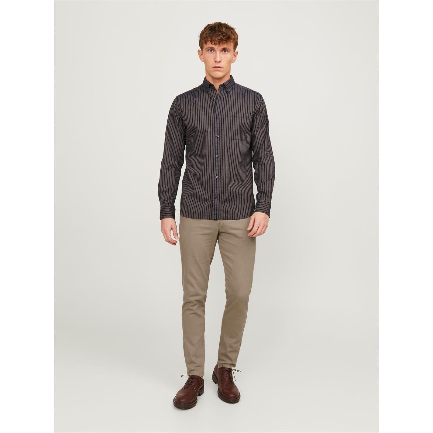 Beige - Back - Jack And Jones Mens Dave Slim Chinos