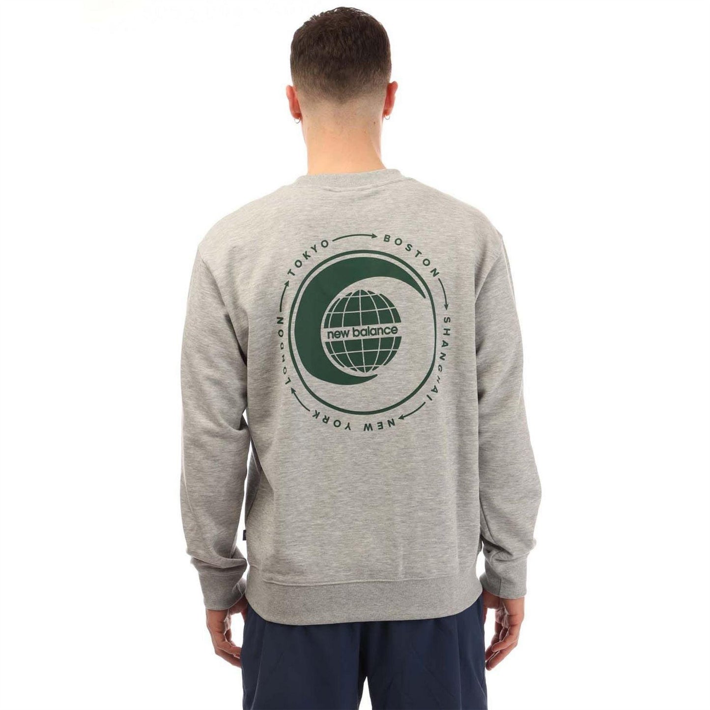 Grey - Back - New Balance Mens Graphic Print French Terry Relaxed Fit T-Shirt