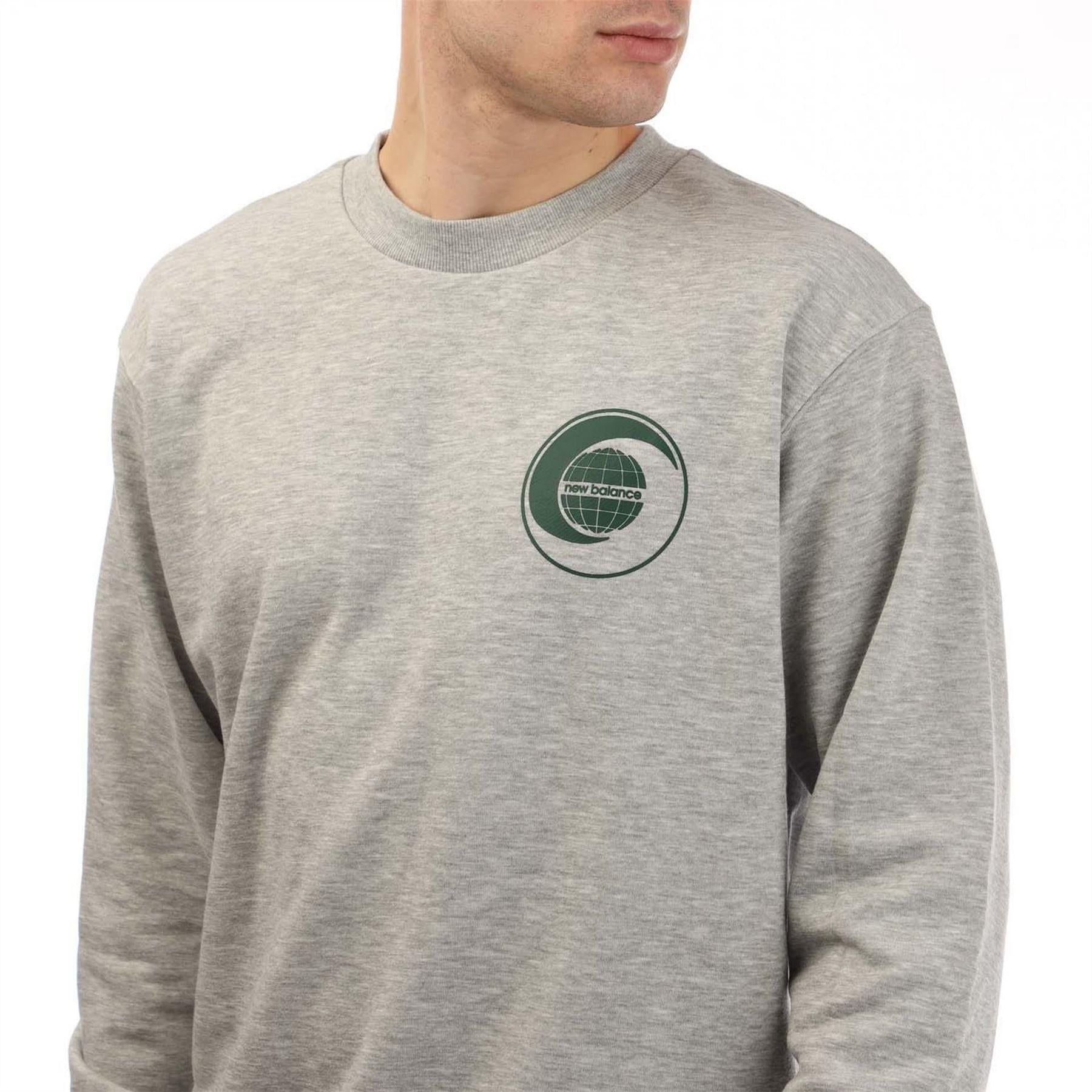 Grey - Side - New Balance Mens Graphic Print French Terry Relaxed Fit T-Shirt