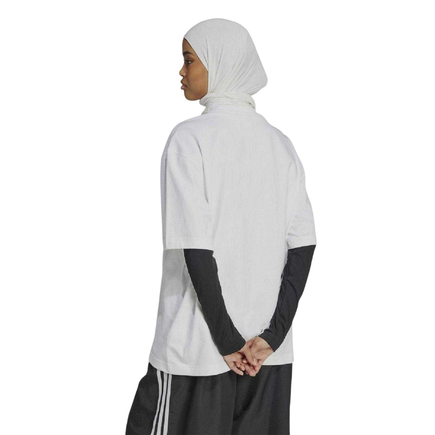 White - Back - Adidas Womens-Ladies Island Club Oversized T-Shirt