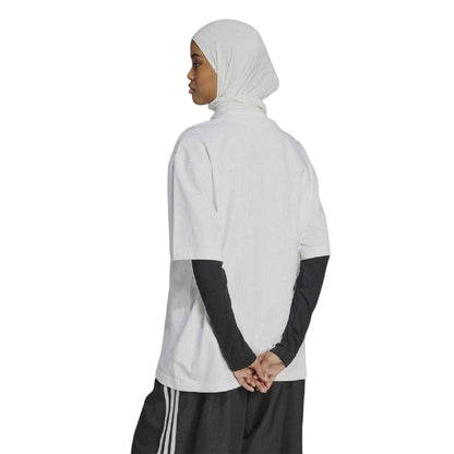 White - Back - Adidas Womens-Ladies Island Club Oversized T-Shirt
