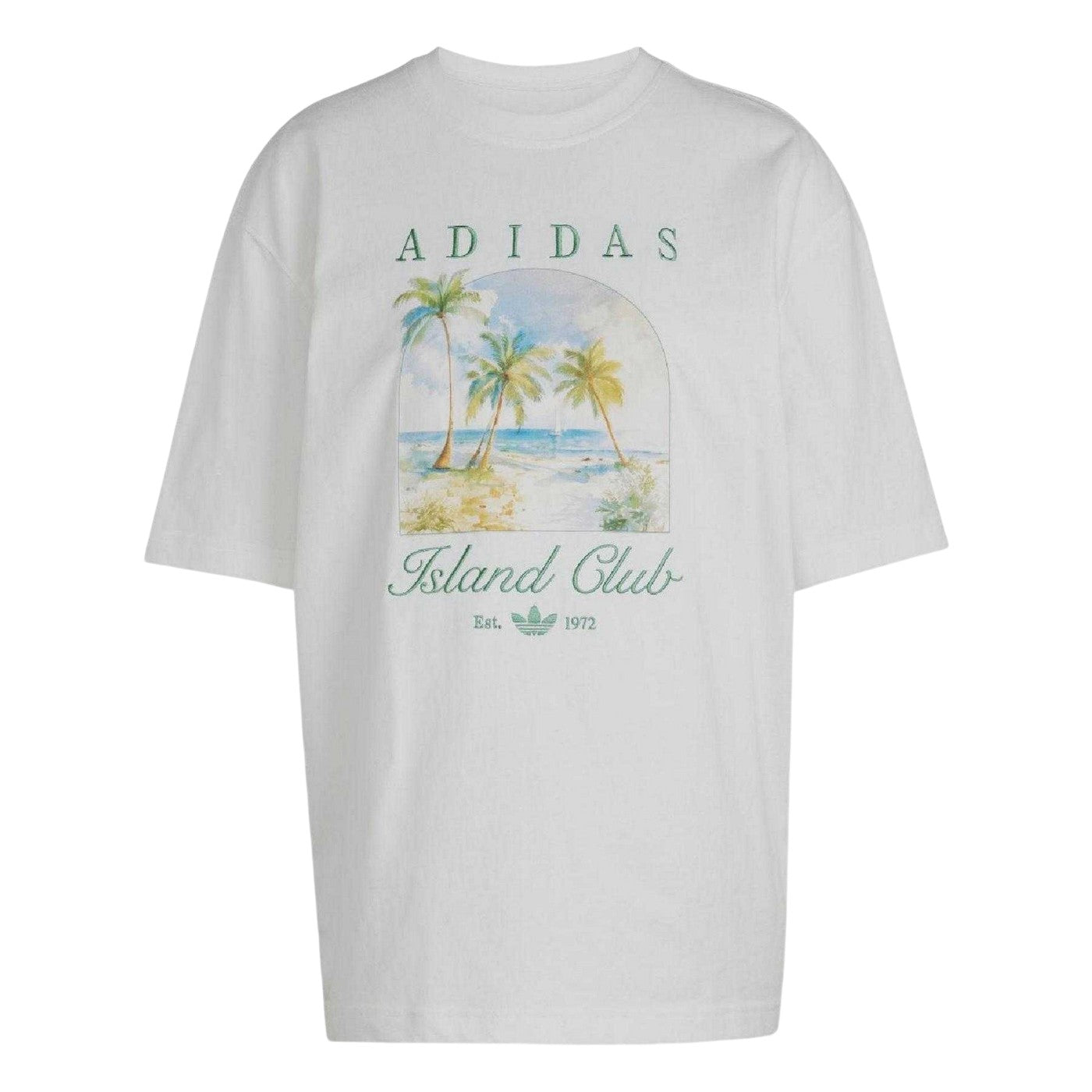 White - Front - Adidas Womens-Ladies Island Club Oversized T-Shirt