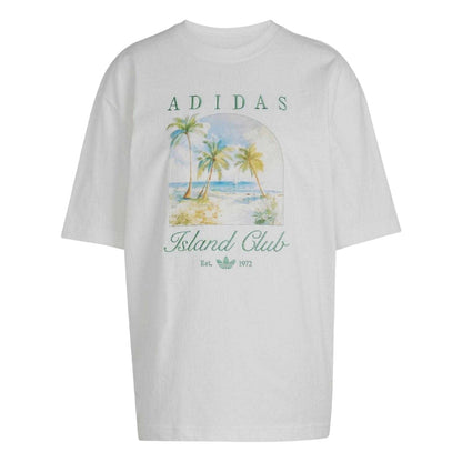 White - Front - Adidas Womens-Ladies Island Club Oversized T-Shirt