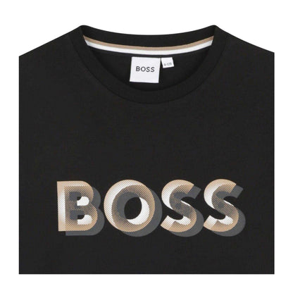 Black - Side - Boss Childrens-Kids 3D Logo T-Shirt