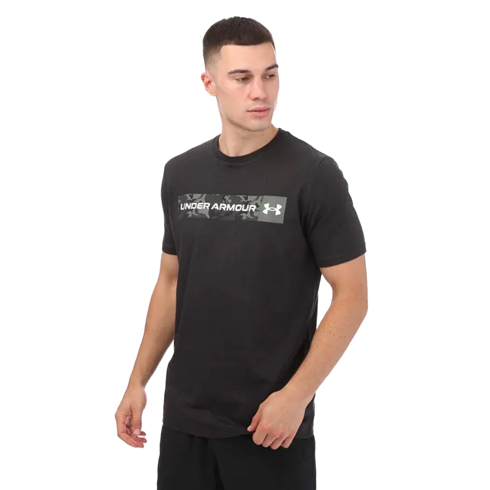 Black-Marine Green - Front - Under Armour Mens Camo Stripe Short-Sleeved T-Shirt
