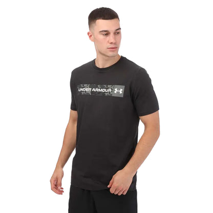 Black-Marine Green - Front - Under Armour Mens Camo Stripe Short-Sleeved T-Shirt
