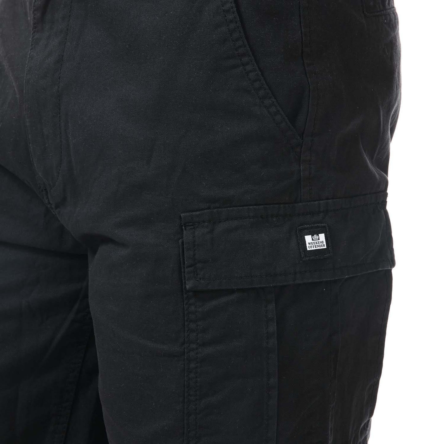 Black - Close up - Weekend Offender Mens High Desert Cargo Shorts