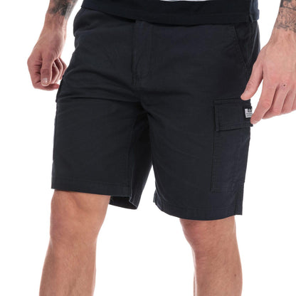 Navy - Front - Weekend Offender Mens High Desert Cargo Shorts