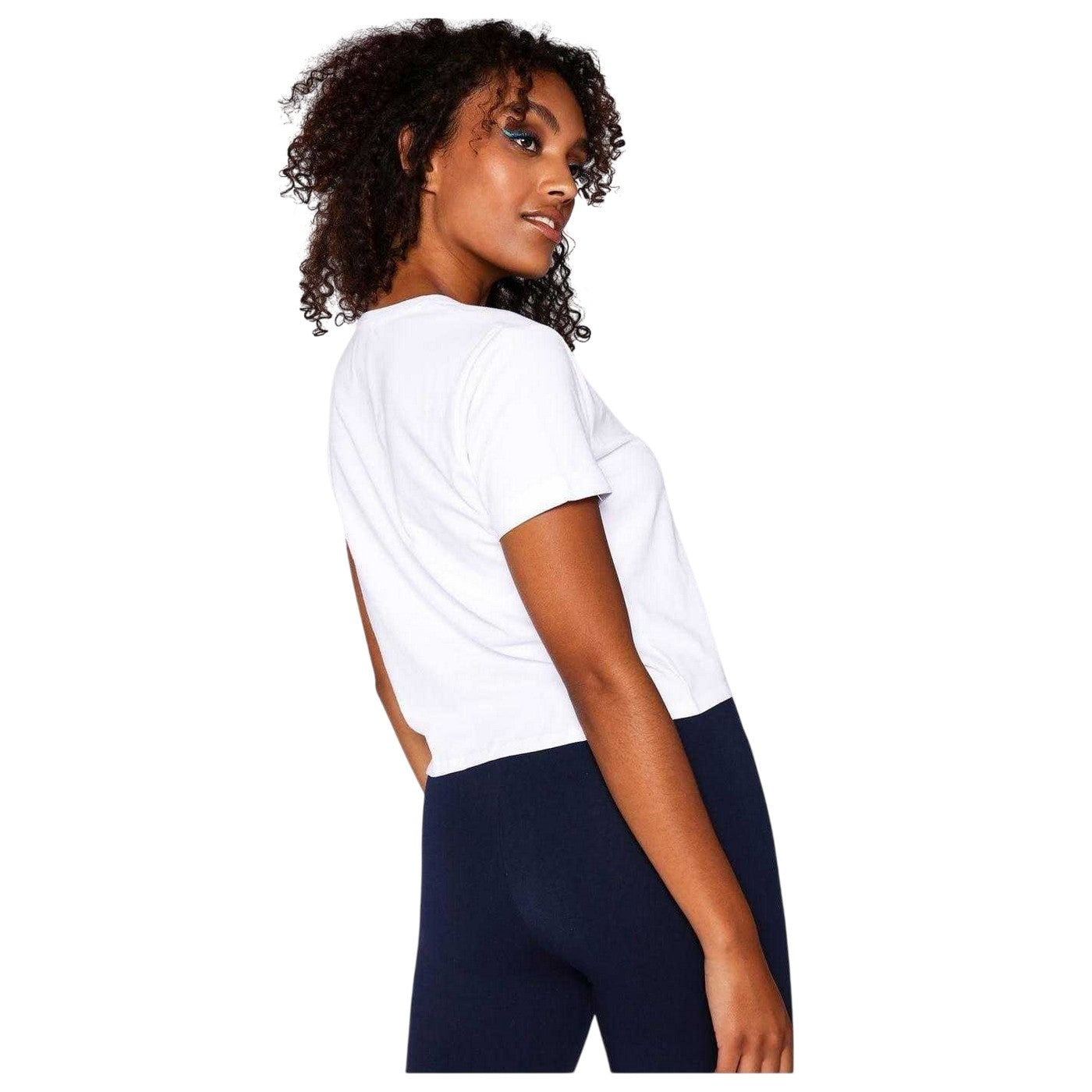 White - Back - 11 Degrees Womens-Ladies Logo Crop T-Shirt