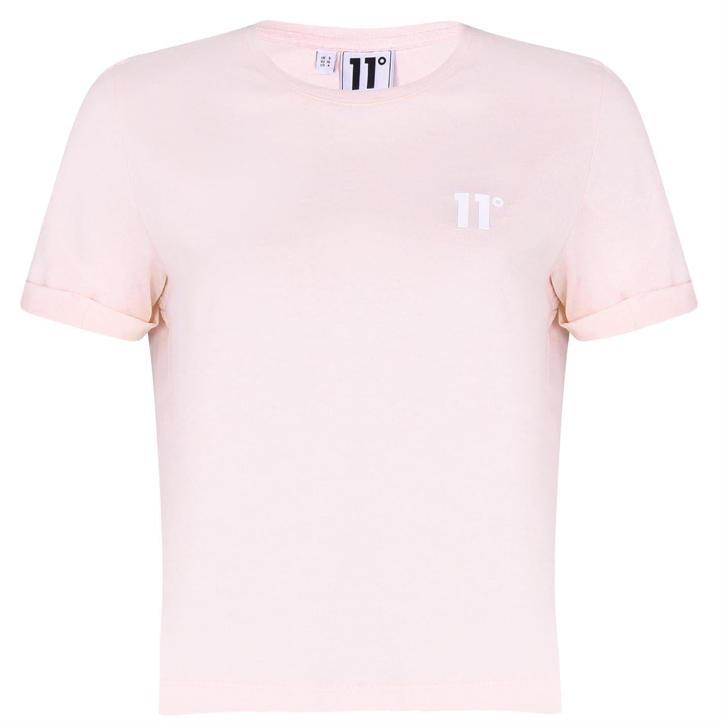Chalk Pink - Front - 11 Degrees Womens-Ladies Logo Crop T-Shirt
