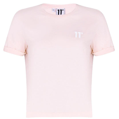 Chalk Pink - Front - 11 Degrees Womens-Ladies Logo Crop T-Shirt