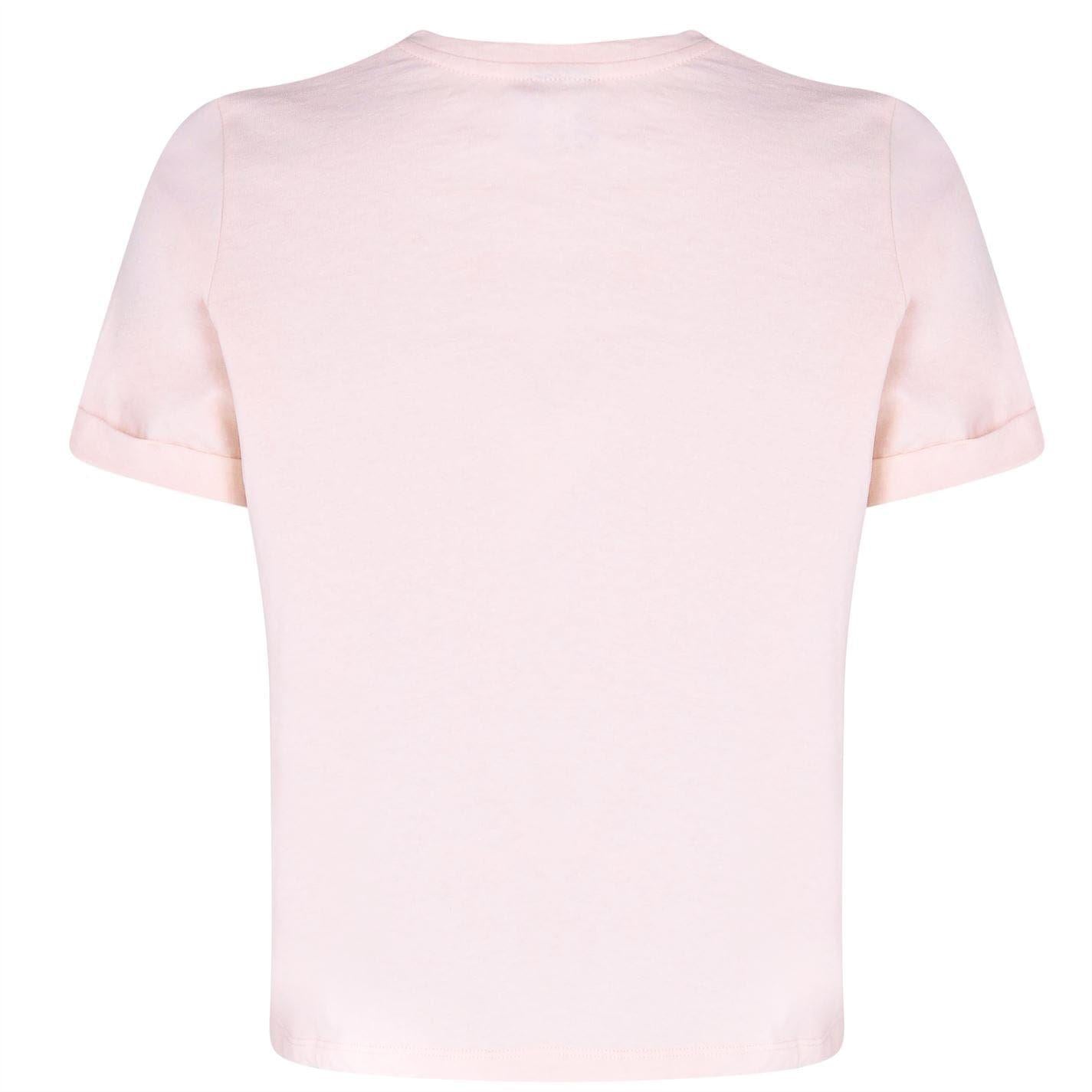 Chalk Pink - Back - 11 Degrees Womens-Ladies Logo Crop T-Shirt