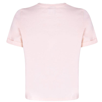 Chalk Pink - Back - 11 Degrees Womens-Ladies Logo Crop T-Shirt