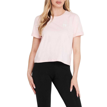Chalk Pink - Lifestyle - 11 Degrees Womens-Ladies Logo Crop T-Shirt