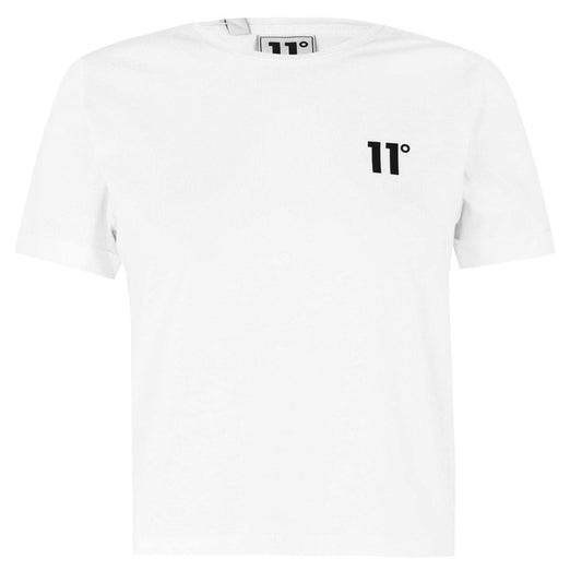 White - Front - 11 Degrees Womens-Ladies Logo Crop T-Shirt