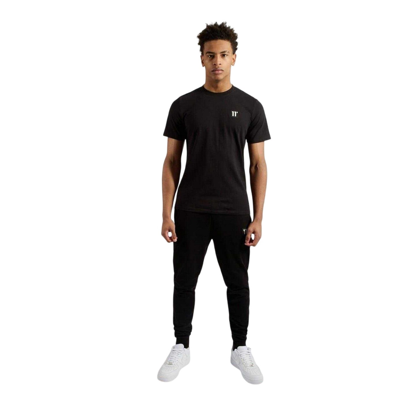 Black - Close up - 11 Degrees Mens Cotton Jersey T-Shirt
