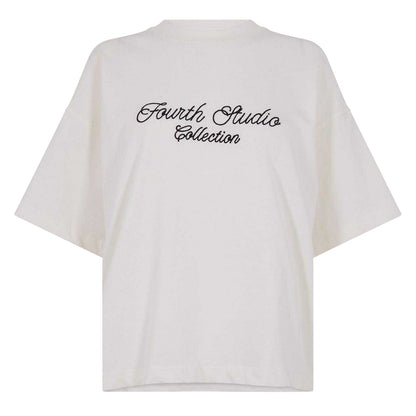 Cream - Front - 4th & Reckless Womens-Ladies Marina Oversized T-Shirt
