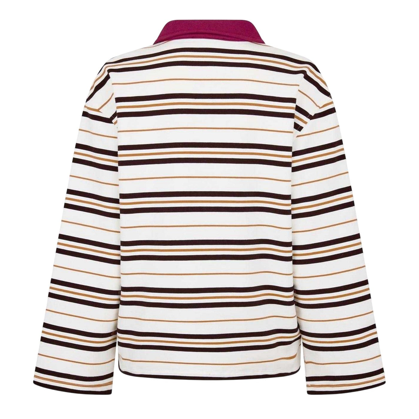 Chocolate - Back - 4th & Reckless Womens-Ladies Horizontal Stripe Rugby Shirt