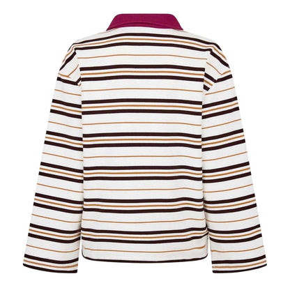 Chocolate - Back - 4th & Reckless Womens-Ladies Horizontal Stripe Rugby Shirt