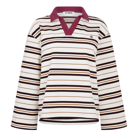 Chocolate - Front - 4th & Reckless Womens-Ladies Horizontal Stripe Rugby Shirt