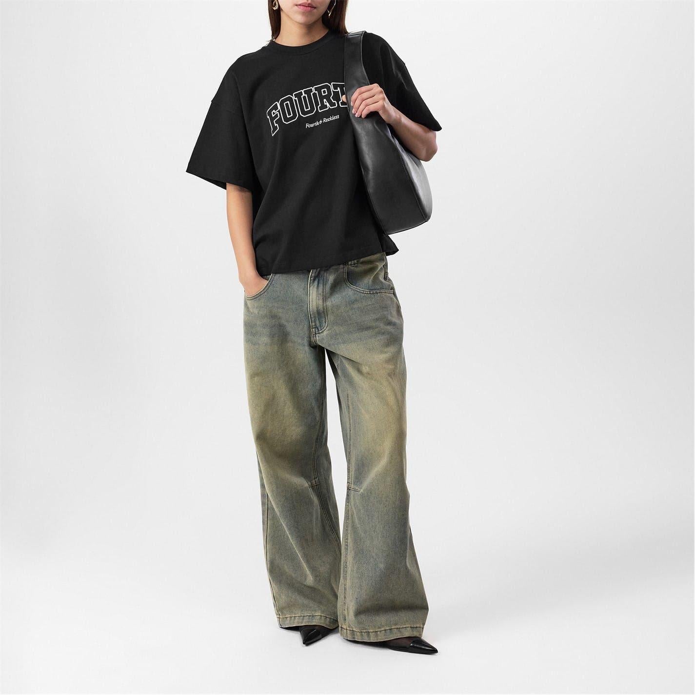 Washed Black - Pack Shot - 4th & Reckless Womens-Ladies Regular T-Shirt