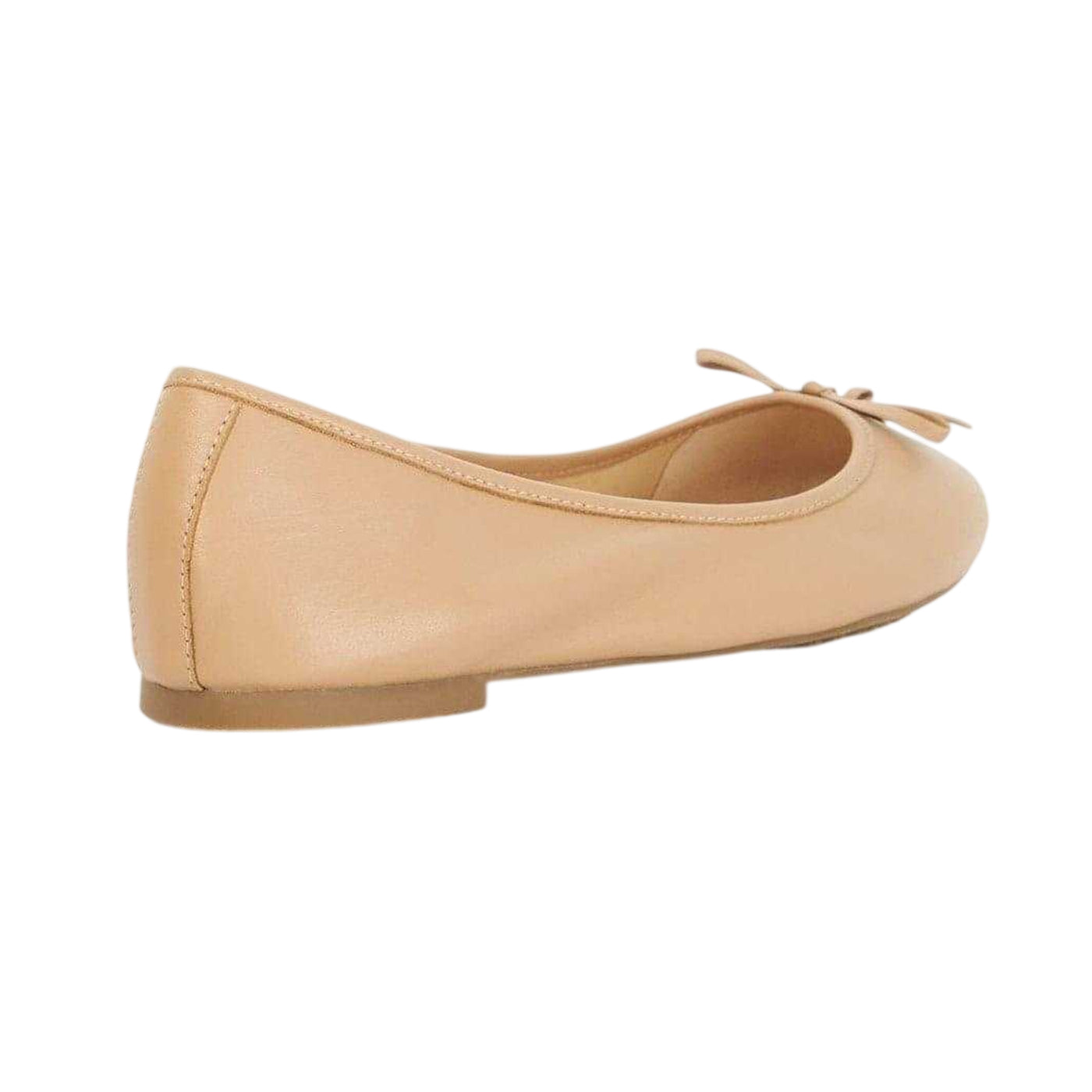 Camel - Back - Dune London Womens-Ladies Bow Leather Ballet Flats