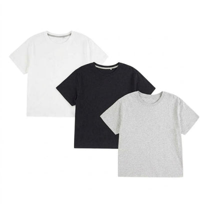 Light Grey - Front - Abercrombie & Fitch Childrens-Kids Plain T-Shirt (Pack of 3)