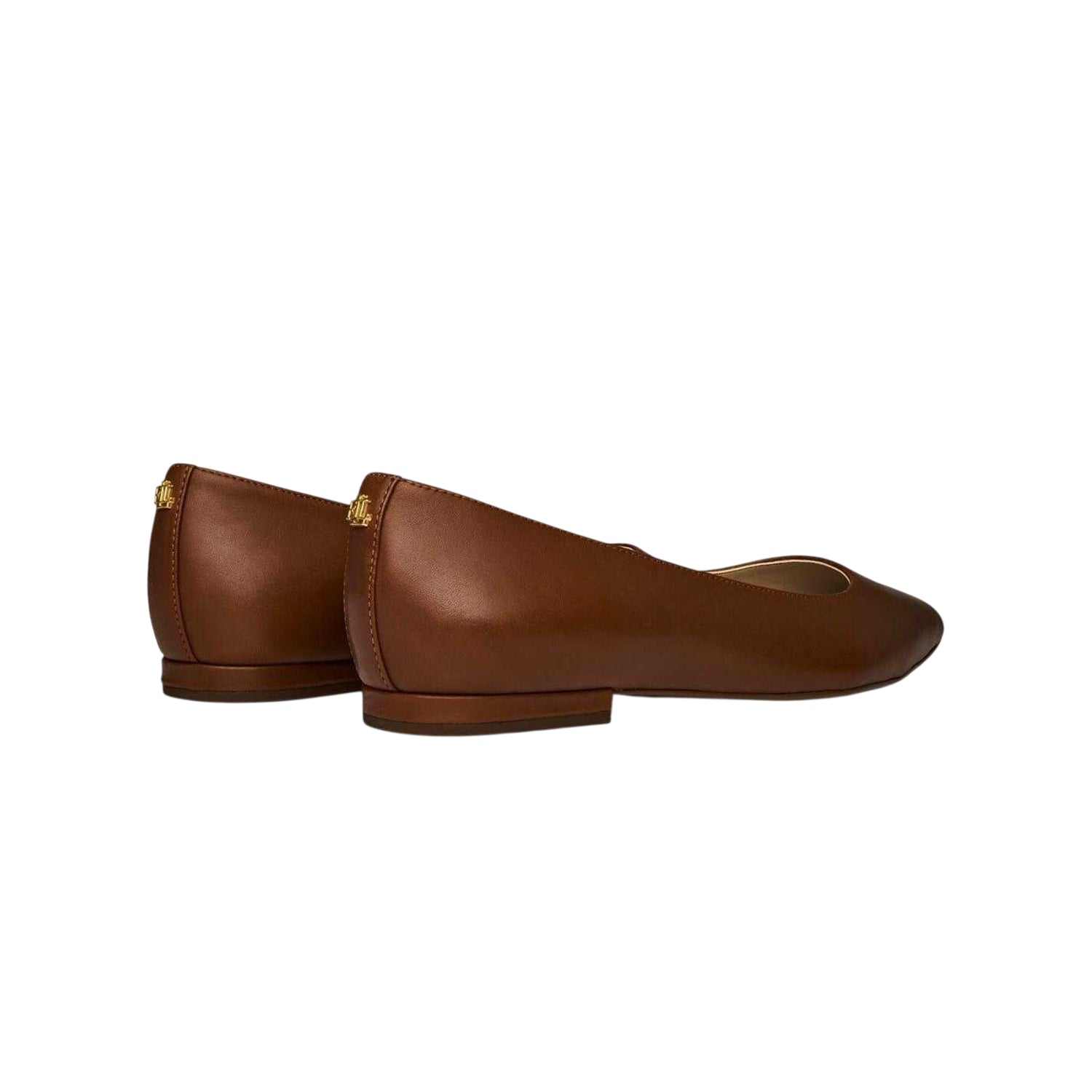 Saddle - Back - Ralph Lauren Womens-Ladies Pointed Leather Ballet Flats