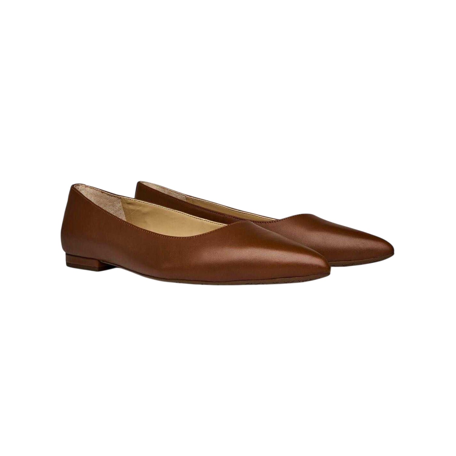 Saddle - Front - Ralph Lauren Womens-Ladies Pointed Leather Ballet Flats