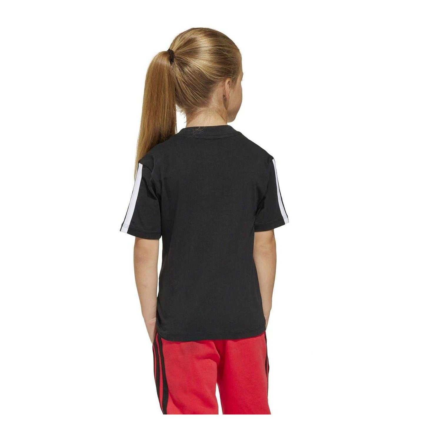 Black-White - Back - Adidas Childrens-Kids Essentials T-Shirt
