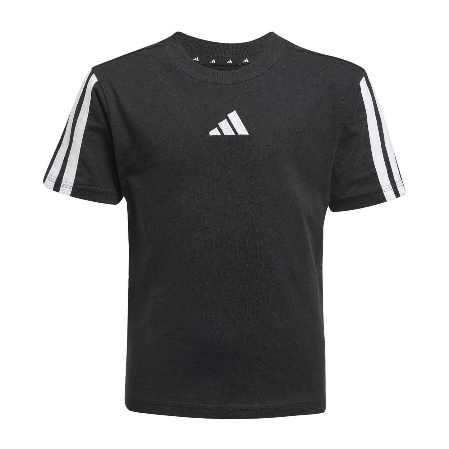 Black-White - Front - Adidas Childrens-Kids Essentials T-Shirt
