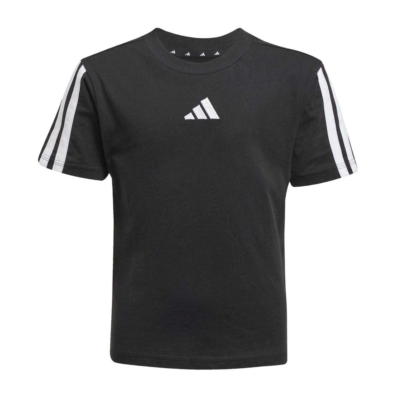 Black-White - Front - Adidas Childrens-Kids Essentials T-Shirt