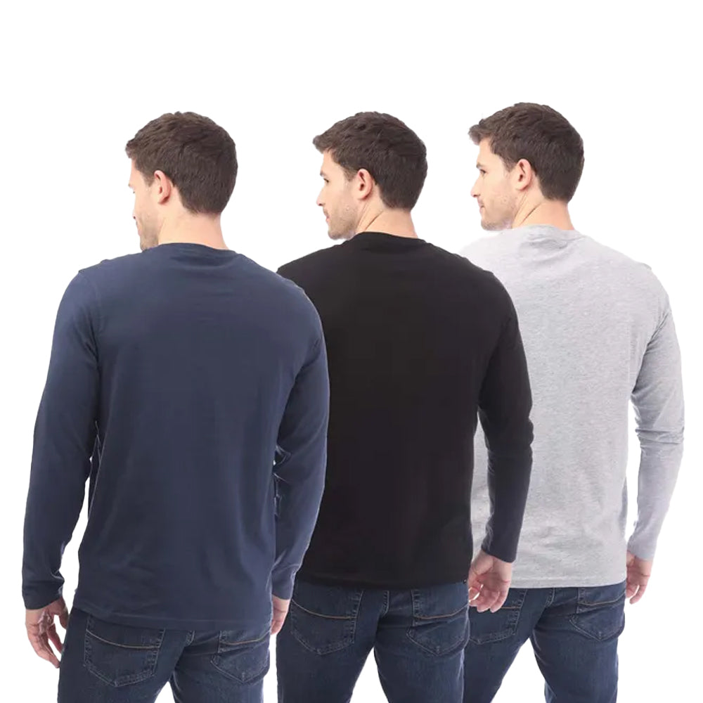 Black-Navy-Grey - Back - Nicce Mens Julian Long-Sleeved T-Shirt (Pack of 3)