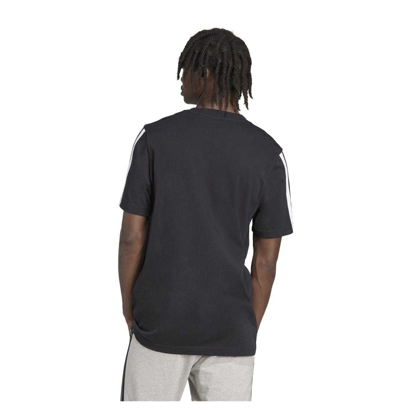 Black-White - Back - Adidas Mens 3 Stripes T-Shirt