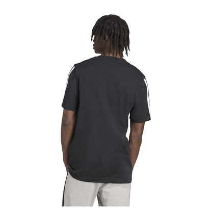 Black-White - Back - Adidas Mens 3 Stripes T-Shirt