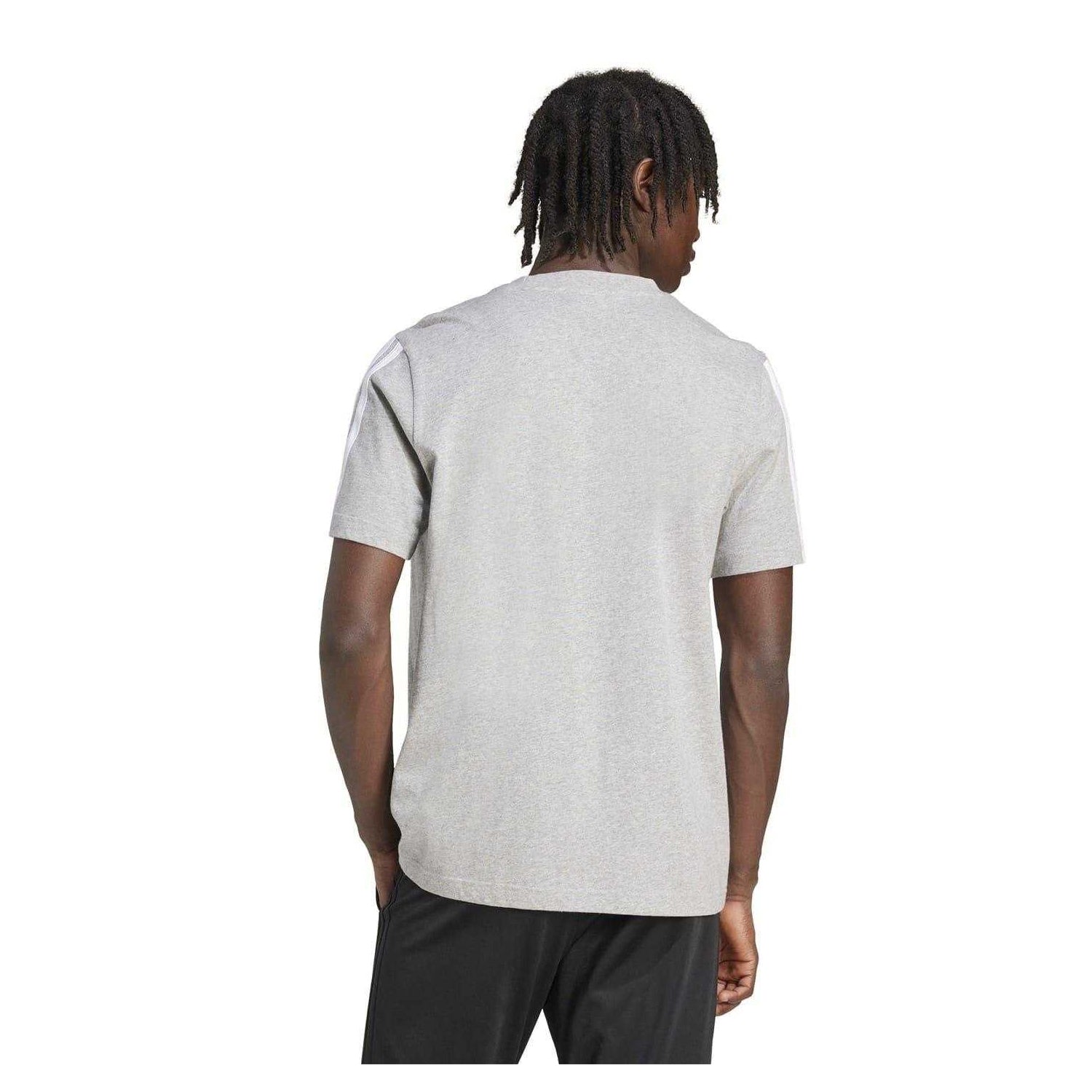 Medium Grey-White - Back - Adidas Mens 3 Stripes T-Shirt