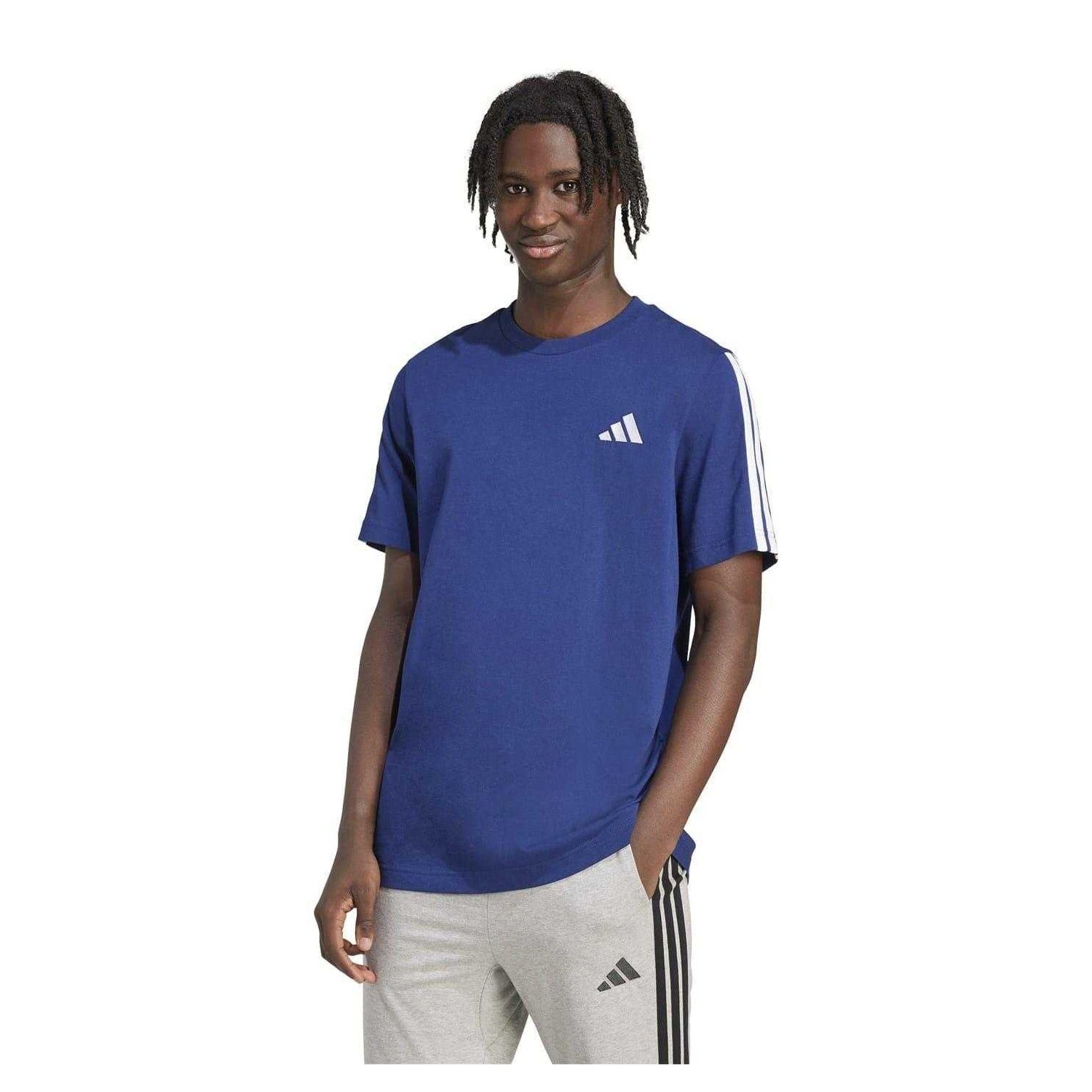 Navy-White - Side - Adidas Mens 3 Stripes T-Shirt