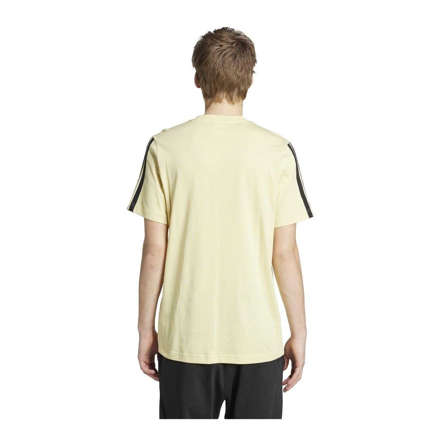 Powdery Yellow - Back - Adidas Mens 3 Stripes T-Shirt