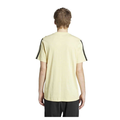 Powdery Yellow - Back - Adidas Mens 3 Stripes T-Shirt
