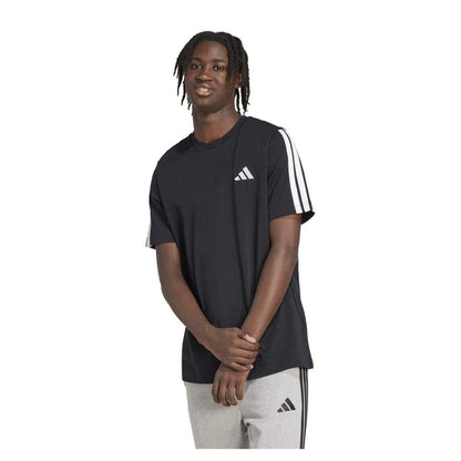 Black-White - Side - Adidas Mens 3 Stripes T-Shirt